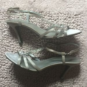 Silver Rhinestone Prom Heels